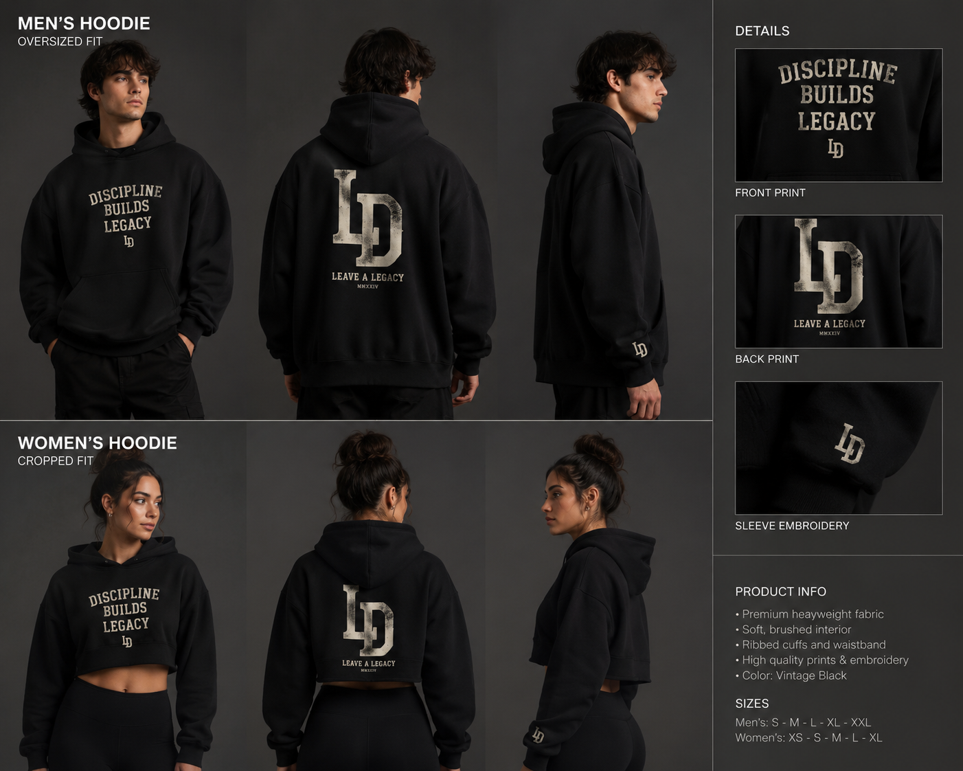LD Men's Hoodie - Discipline Builds Legacy - oversized fit