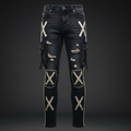 DiAmo Distressed Cargo Pants – Slim X-Stitch Three-Quarter