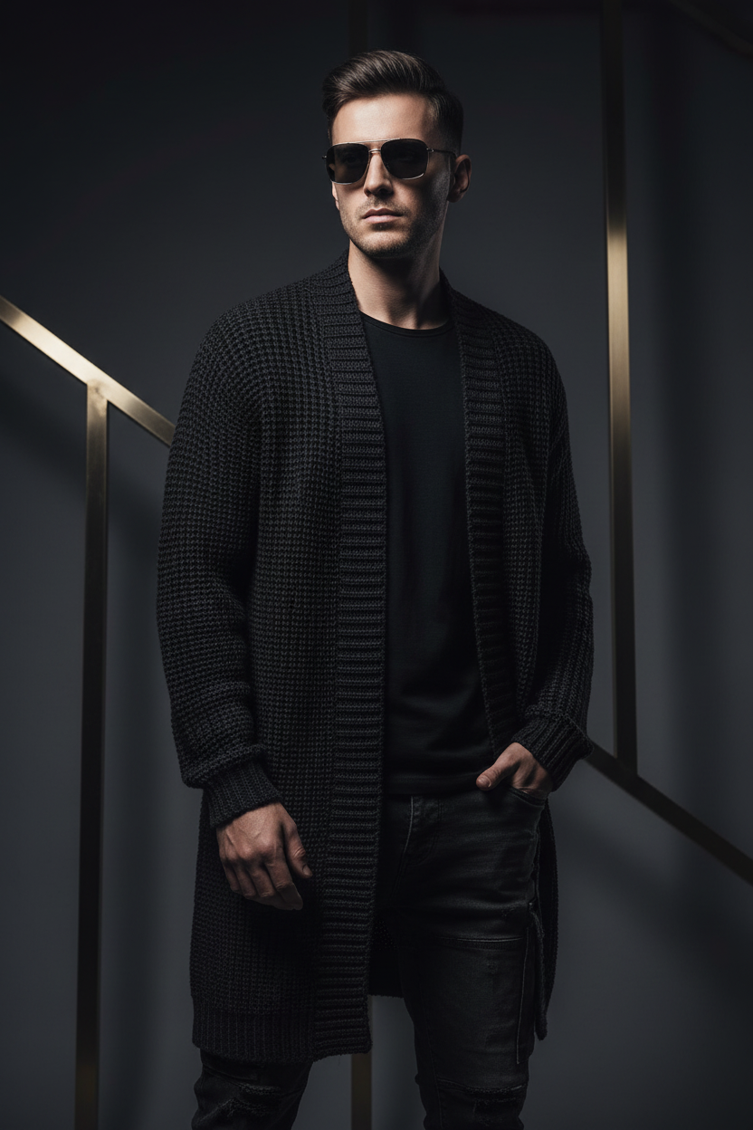 Ohbullina Knitted Cardigan – Unisex Open-Front Premium Knit