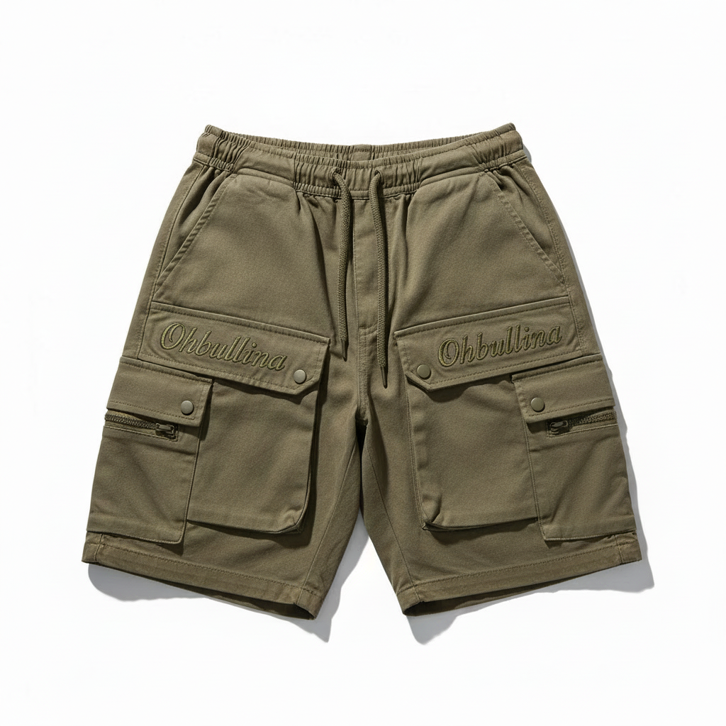 Ohbullina Cargo Shorts Fancy Script
